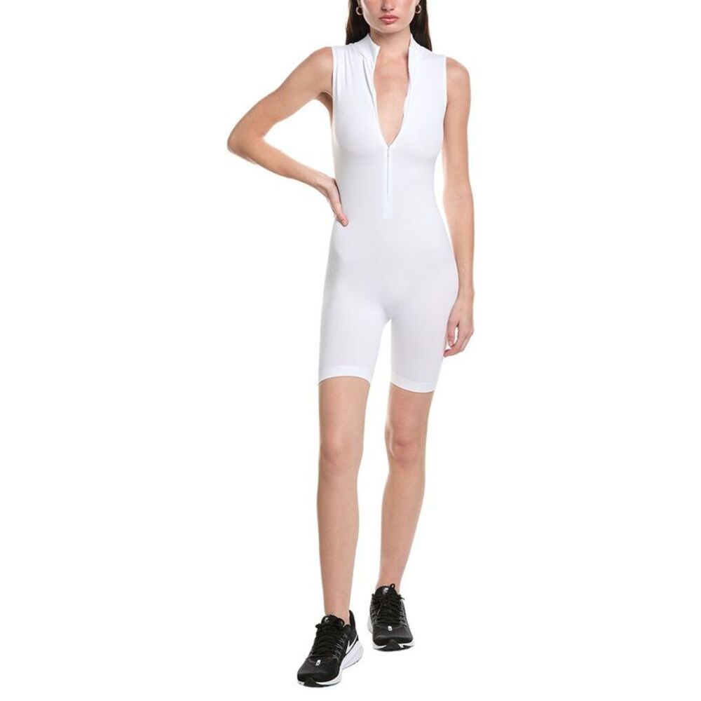 Marion Womens  Rib Seamless Basic Romper, White